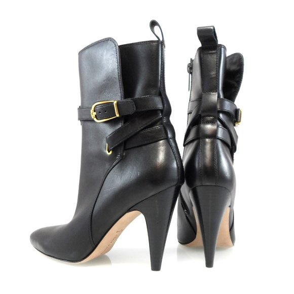 NIB$550 VERONICA BEARD Sohelia Buckled Strap Leather High-heel Ankle Boots 7.5 - Picture 2 of 14